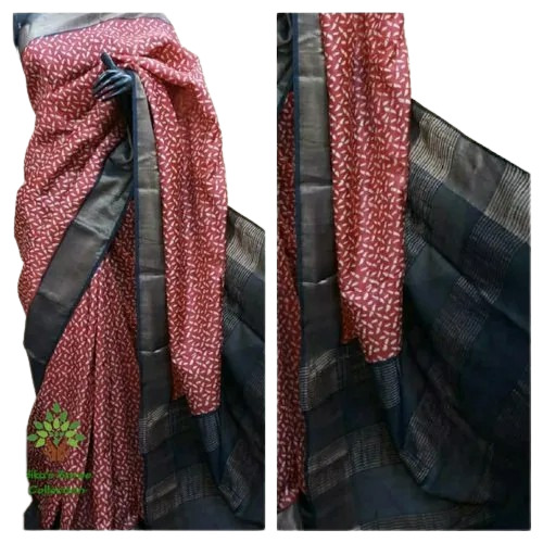 Red Zari Tussar Sarees