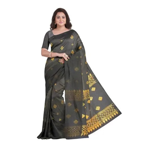 Black Banarasi Silk Linen Saree