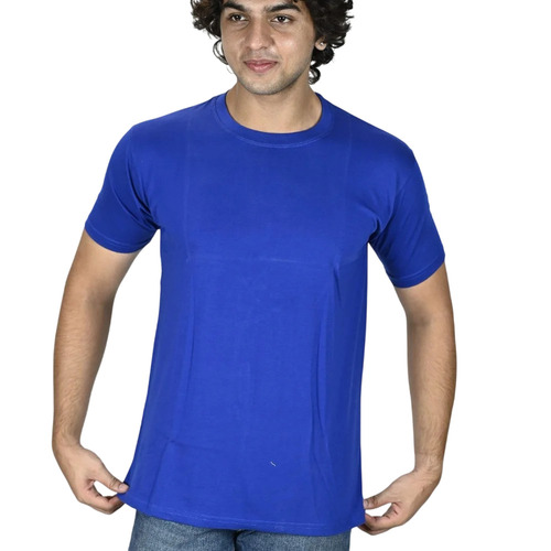 Blue Cotton Men T Shirt