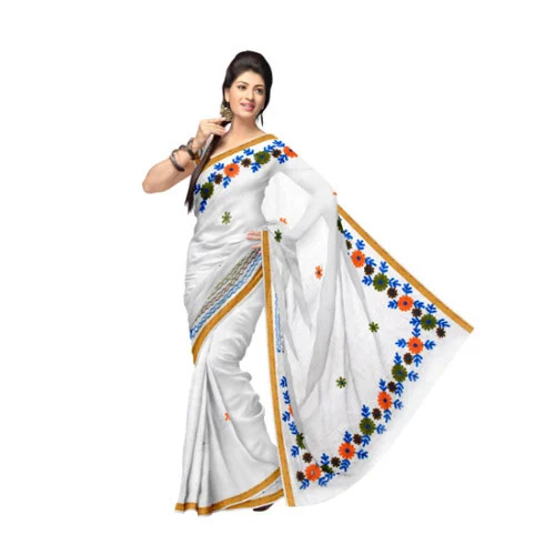 Boutique Pure Cotton Embroidered Fashionable Saree