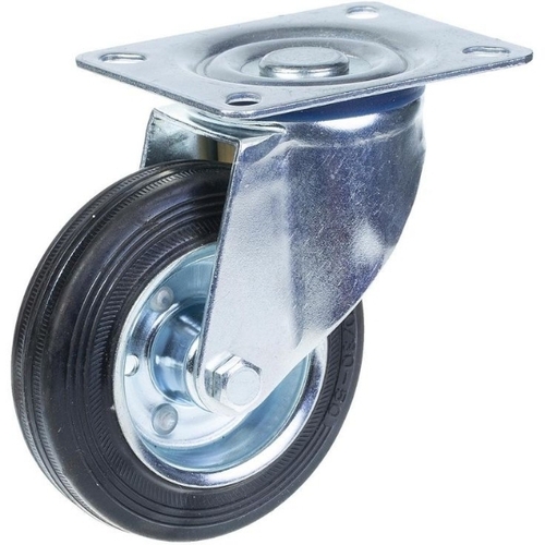 Castor Wheel - Thermoplastic Rubber 240mm 50mm Width Silver Stainless Steel Double Ball Roller Bearing