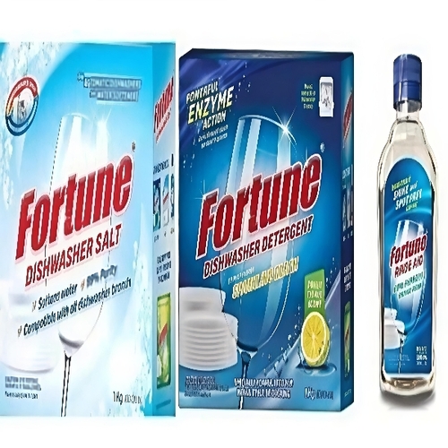 Fortune Dishwasher Kit - Powder and Liquid Box and Bottle Packaging | Good Quality Custom Size Home and Hotel Use