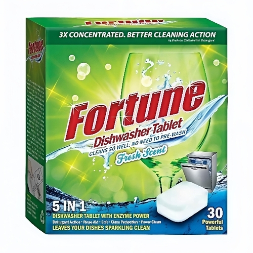 Fortune Dishwasher Tablet - 1 Kg Carton Box, Green | Eco-Friendly, Hand Wash, Soft Water, Normal Temperature