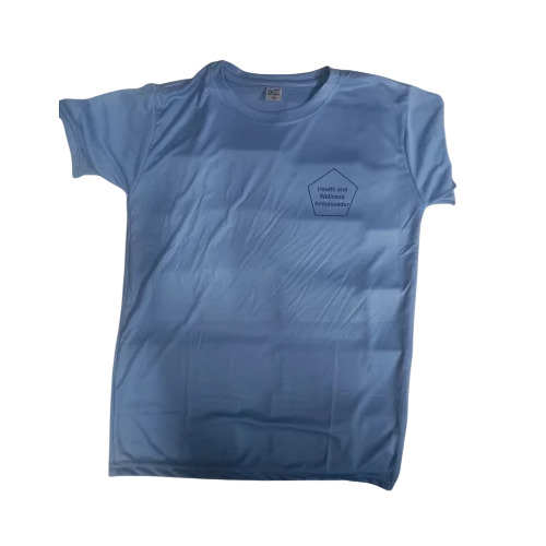 Men Plain T Shirt - Polyester, Large, Blue | O-Neck, Half Sleeves, Comfortable, Regular Fit