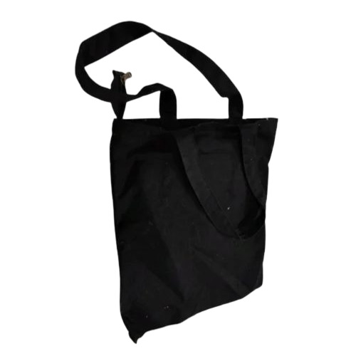 Plain Cotton Carry Bag - Cotton Fabric, 14x16 Inch, Black, 5 Kg Capacity, Easy To Carry, Eco Friendly