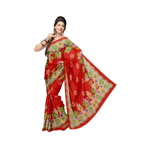 Red Chiffon Georgette Printed Sarees