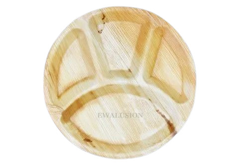 Areca 12 Inch Round 4 Compartment Plate - Areca Leaf, 12 Inch, Round | Eco-Friendly, Disposable, Lightweight
