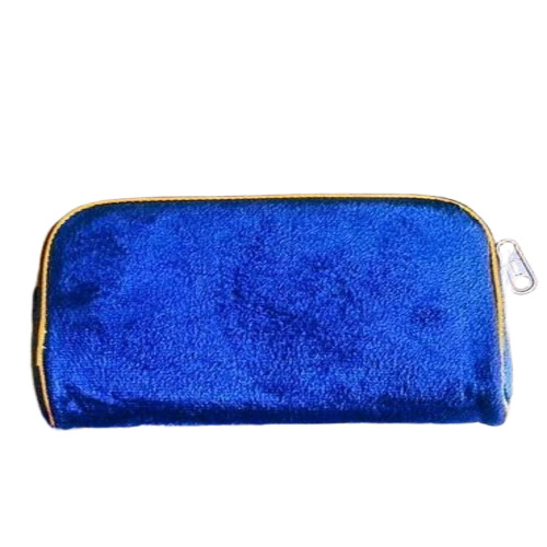 Blue Velvet Jewellery Pouch Bags - Velvet, 6.5x5 Inch, Blue | Multifunction Zipper Rectangular Pouch