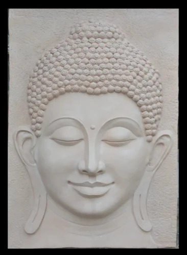 Fiberglass Buddha Wall Mural - Custom Size, Cream Fiber | Durable, Intricate Detailing, Weather Resistant