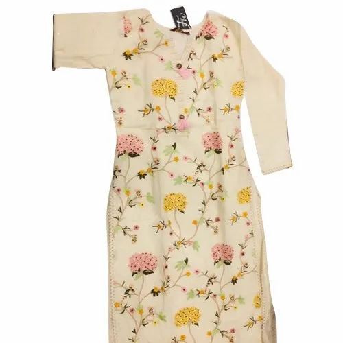 Ladies Cotton Straight Kurti - 3/4th Sleeve, Printed, Regular Fit, Various Sizes | Breathable, Quick Dry, Comfortable Fit