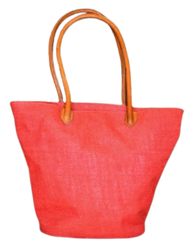 Ladies Red Jute Shopping Bag - 10x14 Inch, Red, 2kg Capacity | Durable, Fine Finished, Eco-Friendly Shoulder Handle