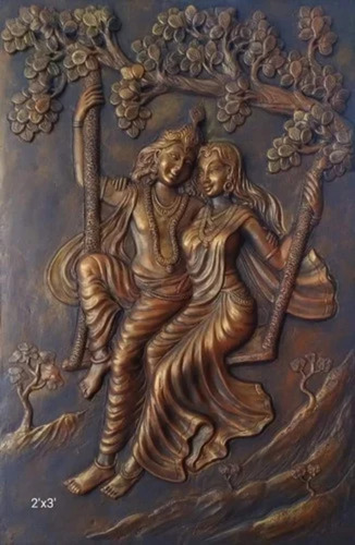 Radha Krishna Wall Mural - Custom Size Fiberglass, Rectangular Shape | Durable, Weather Resistant, Vibrant Colors