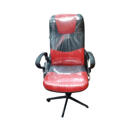Red And Black High Back Leather Office Chairs - Stainless Steel Frame, Height Adjustable, Fixed Arm | Durable, Easy to Clean, Eco-Friendly, Skin Friendly