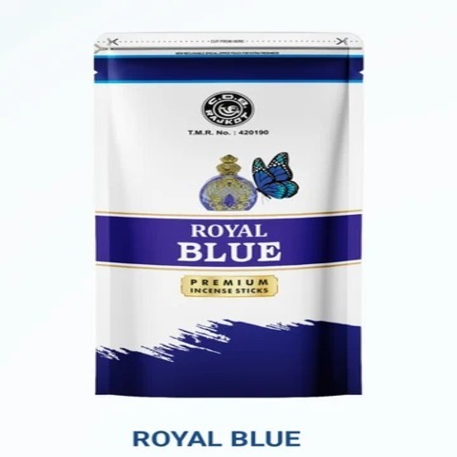 Royal Blue Metallic Agarbatti - Charcoal Material, 9 Inch, Brown Color | Straight, Good Quality, Includes Wood Incense Holder
