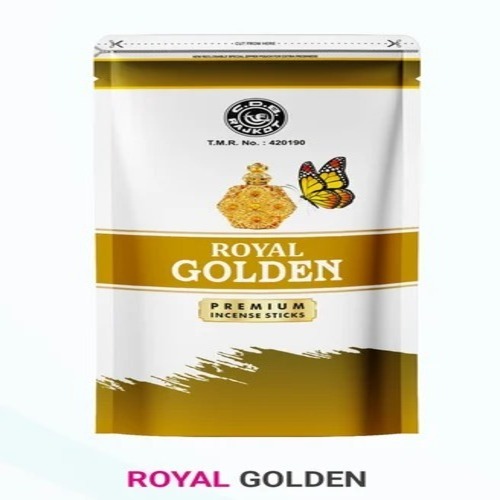 Royal Golden Metallic Incense Sticks - 9 Inch Golden Glitter Stick, 45 Min Burn Time | Eco-Friendly, Straight, Includes Incense Holder