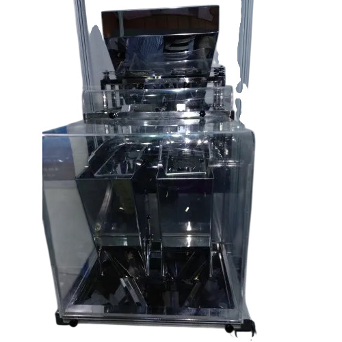 Semi Automatic Double Head Weigh Filling Machine - Stainless Steel, Silver, 240V, PLC Control | Durable, Heavy Duty, Efficient