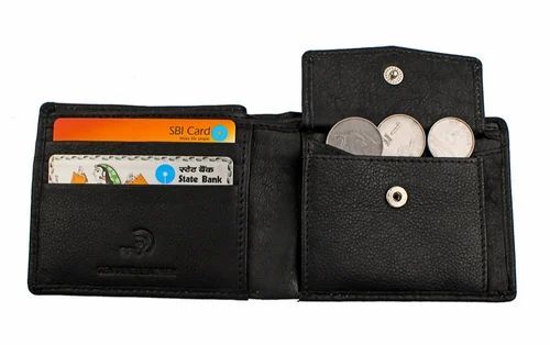 Bi Fold Black Leather Men Wallet