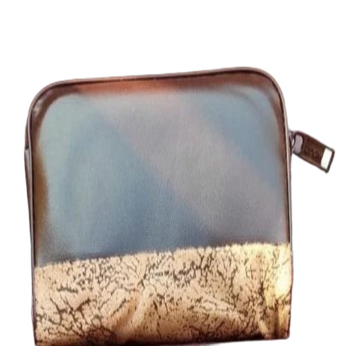 Fancy Brown Jewellery Pouch - Rexine, 6x4 Inch, Brown | Rectangle, Printed, Zipper Closure, Multifunction