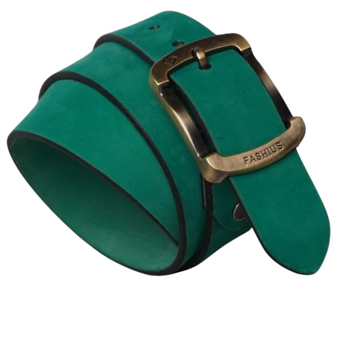 Green Color Men Genuine Leather Belt