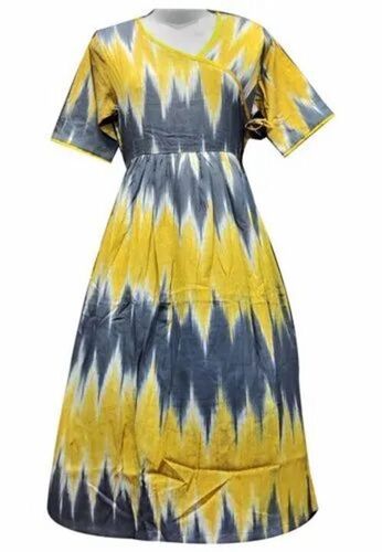 Ikkat Angrakha Gown Kurti