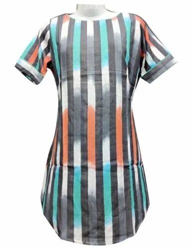 Ikkat Boat Neck Short Top Kurti