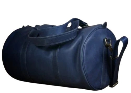 Leather Blue Gym Bag - Leather, 20 Ltr, Blue, Zipper Closure | Biodegradable, Moisture Proof, Shock Resistant