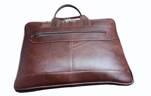 Men Brown Leather Office Executive Laptop Bag