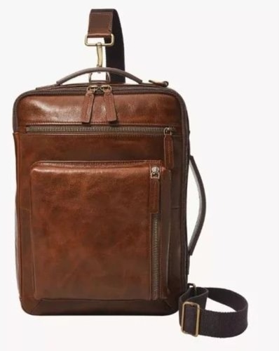 Men Brown Leather Sling Bag