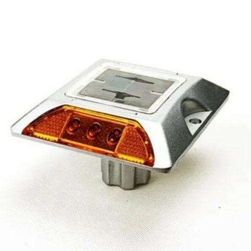 Road Sathi Solar Road Stud - Aluminium, Red LED, 0.3W Solar Panel, White Body | Surface Mount, Custom Size, Safety Usage