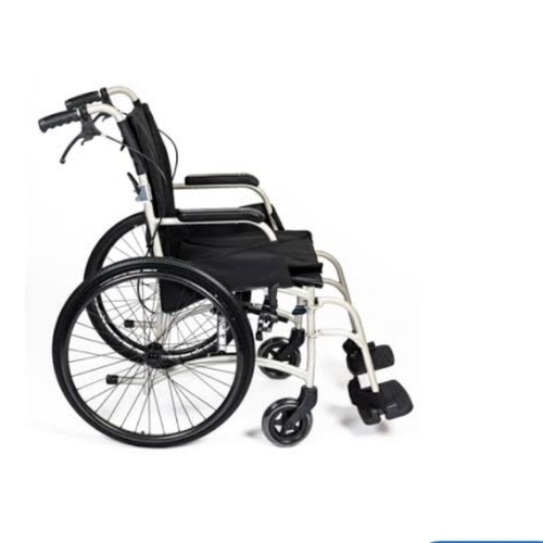 Manual Wheelchair - Black Foldable Design, Adjustable Footrests, Cushioned Seating, Anti-Tip Wheels, Removable Armrests