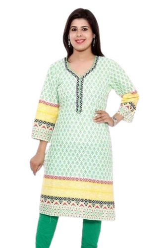 Casual Cotton Kurti - Cotton, 3/4 Sleeves, Multi Color | Breathable, Anti UV, Quick Dry, Comfortable Fit