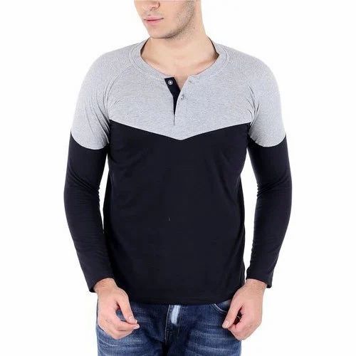 Mens Full Sleeve Open Button T Shirt
