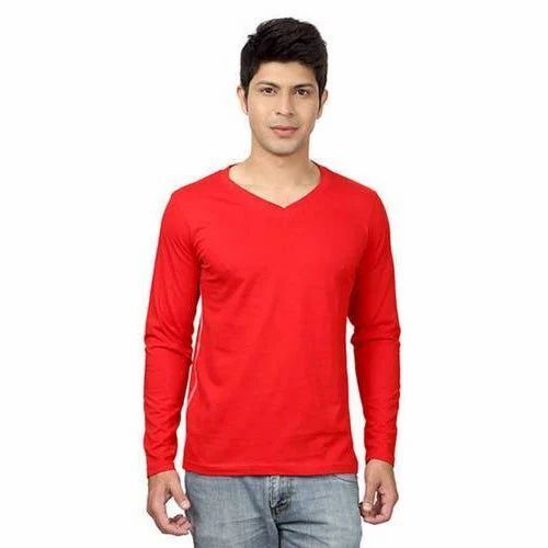 Mens Red V Neck T Shirt