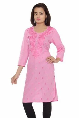 Pink Color Designer Cotton Kurti
