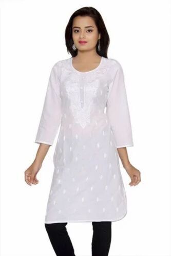 Trendy Ladies Cotton Kurti - Color: White