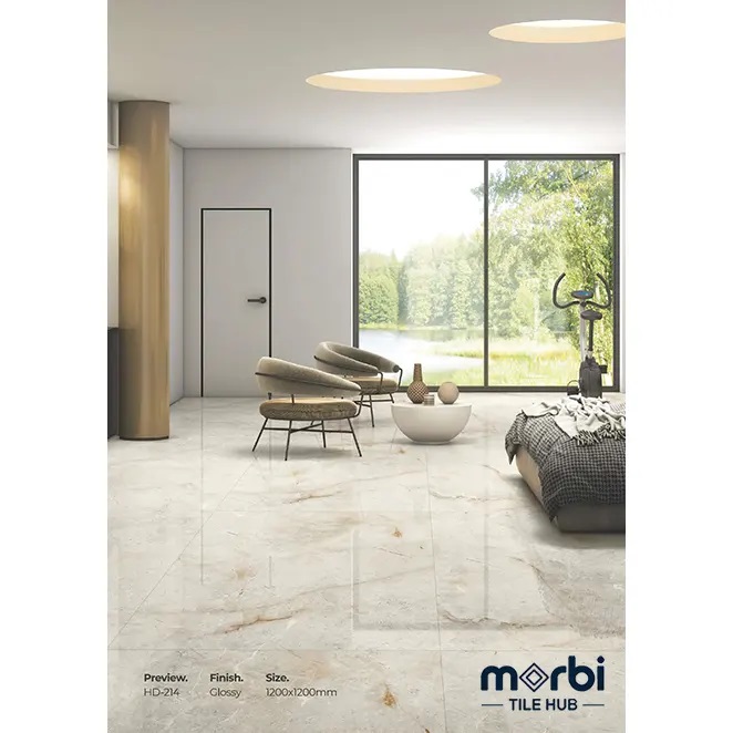 Glossy Cream Marble 1200X1200 Gloss Vitrified Tiles For Luxury Spaces - Density: 2.4 Tonne Per Cubic Meter (T/M3)