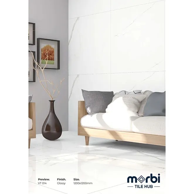 Glossy White Marble Vein 1200X1200Mm Glossy Finish Gvt Tiles - Application: Bedroom