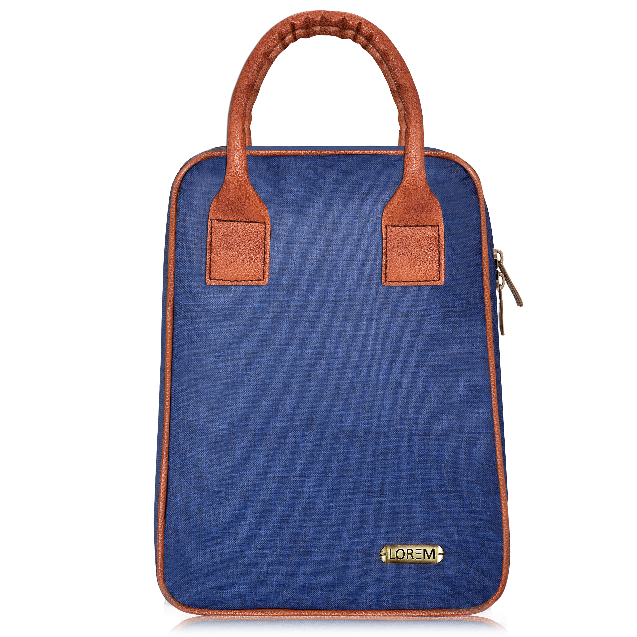 Lorem Blue Linen Textured Insulated Tiffin Bag/Lunch Bag For Men & Women Tb01 - Capacity: 8.5 Liter Ltr