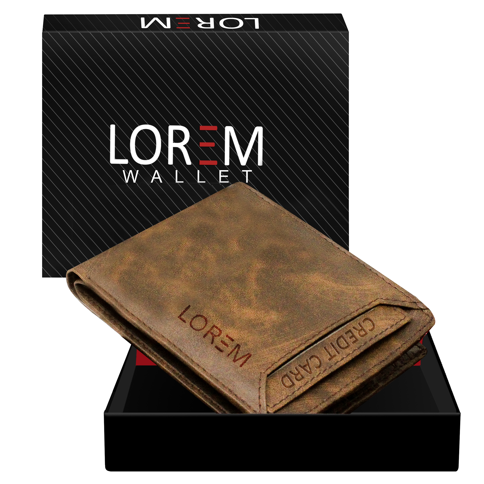 Lorem Brown Removable Card Holder Bi-Fold Faux Leather 8 Atm Card Slots Wallet For Men Wl04 - Design: Morden