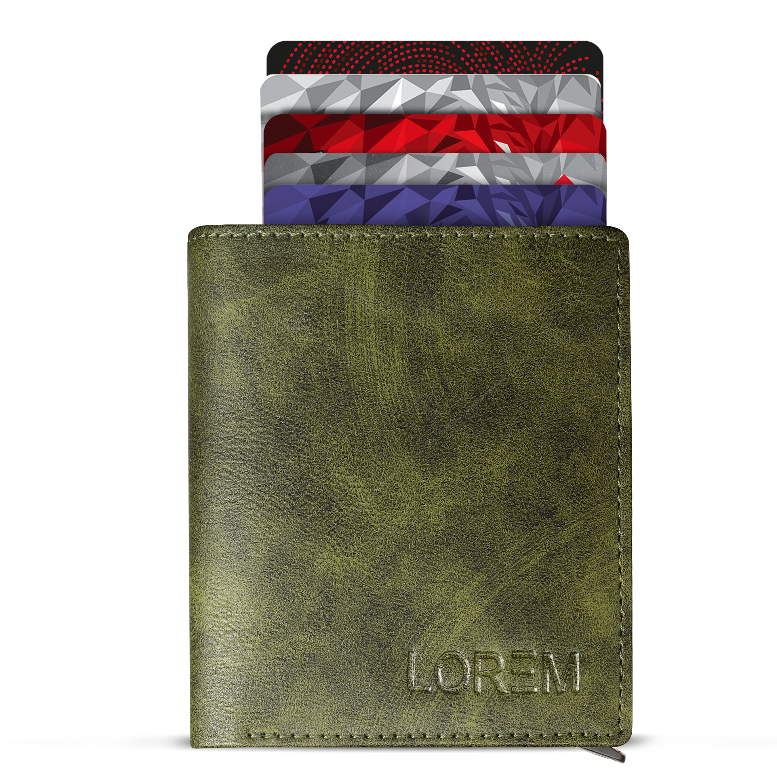 Lorem Green Designer Bi-Fold Faux Leather 9 Atm Card Slots Wallet For Men Wl50 - Coating Type: Pu Coating