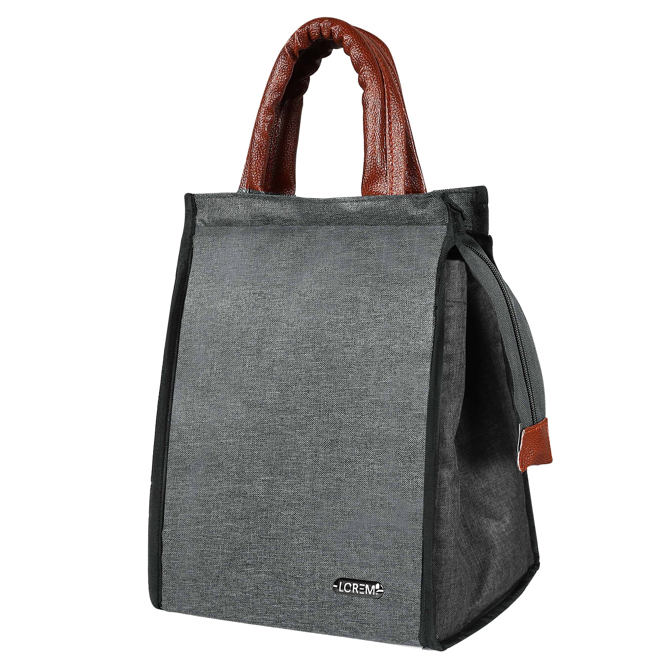 Lorem Grey Linen Textured Insulated Tiffin Bag/lunch Bag For Men & Women Tb08 - Capacity: 8.5 Liter Ltr