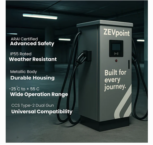 Nova 120kW DC Charger Dual Gun - Metallic Body, IP55 Rated, -25 to +55Â°C, CCS Type-2 | Dual Gun Charging, Universal Compatibility