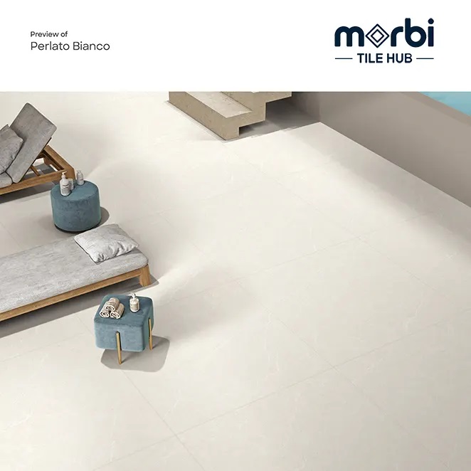 Perlato Bianco 1000X1000Mm Satin Stone Look Tile - Color: Cream