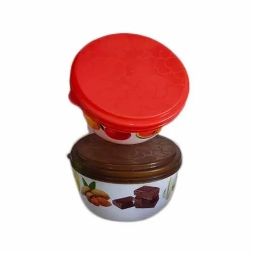 Printed Plastic Lunch Box - Plastic, 250 ml, Multi Color, Round, Microwave Safe | School Use