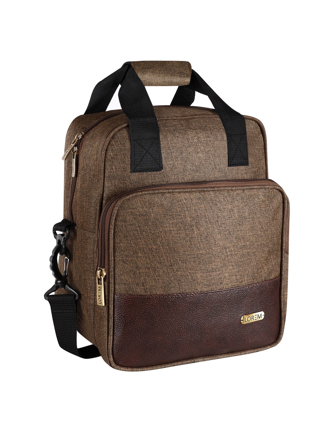 Unisex Lorem Khaki Linen Textured Insulated Tiffin Bag/Lunch Bag - Capacity: 8.5 Liter Ltr