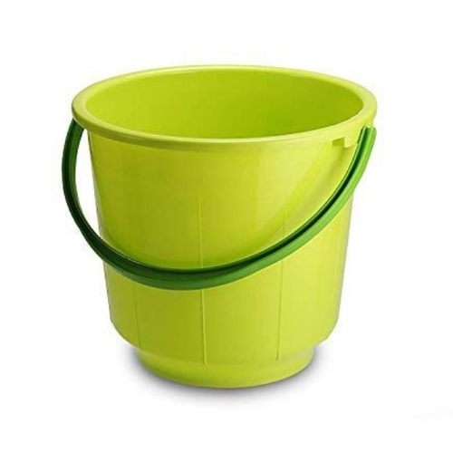 Green Color Plastic Bucket - Plastic, Lightweight, Bright Green, Rigid | Impact Resistant, Smooth Finish, Easy to Clean