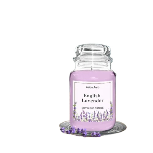 Lavender Jar Scented Candle - Soy Wax 11x5.5 cm Multicolor, Handmade Flame-less Cotton Wick
