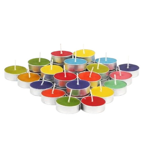 Multicolor Tealight Scented Candles - Soy Wax 37mm, Round | Handmade, Flame-less, Cotton Wick, Decorative