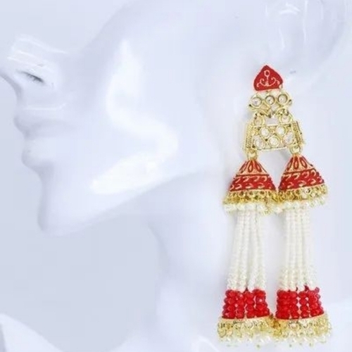 Red Polki Jhumki