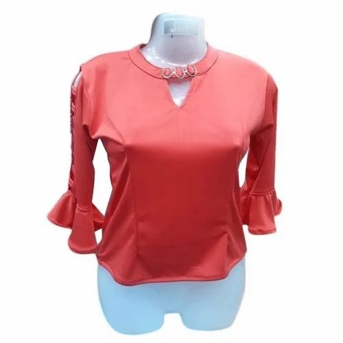 Red Polyester Crop Top